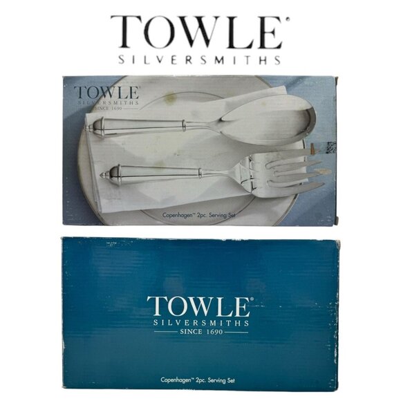 Towle Silversmiths Copenhagen 2-Pc‎ Serving Set Stainless Steel Flatware Holiday - Picture 1 of 7